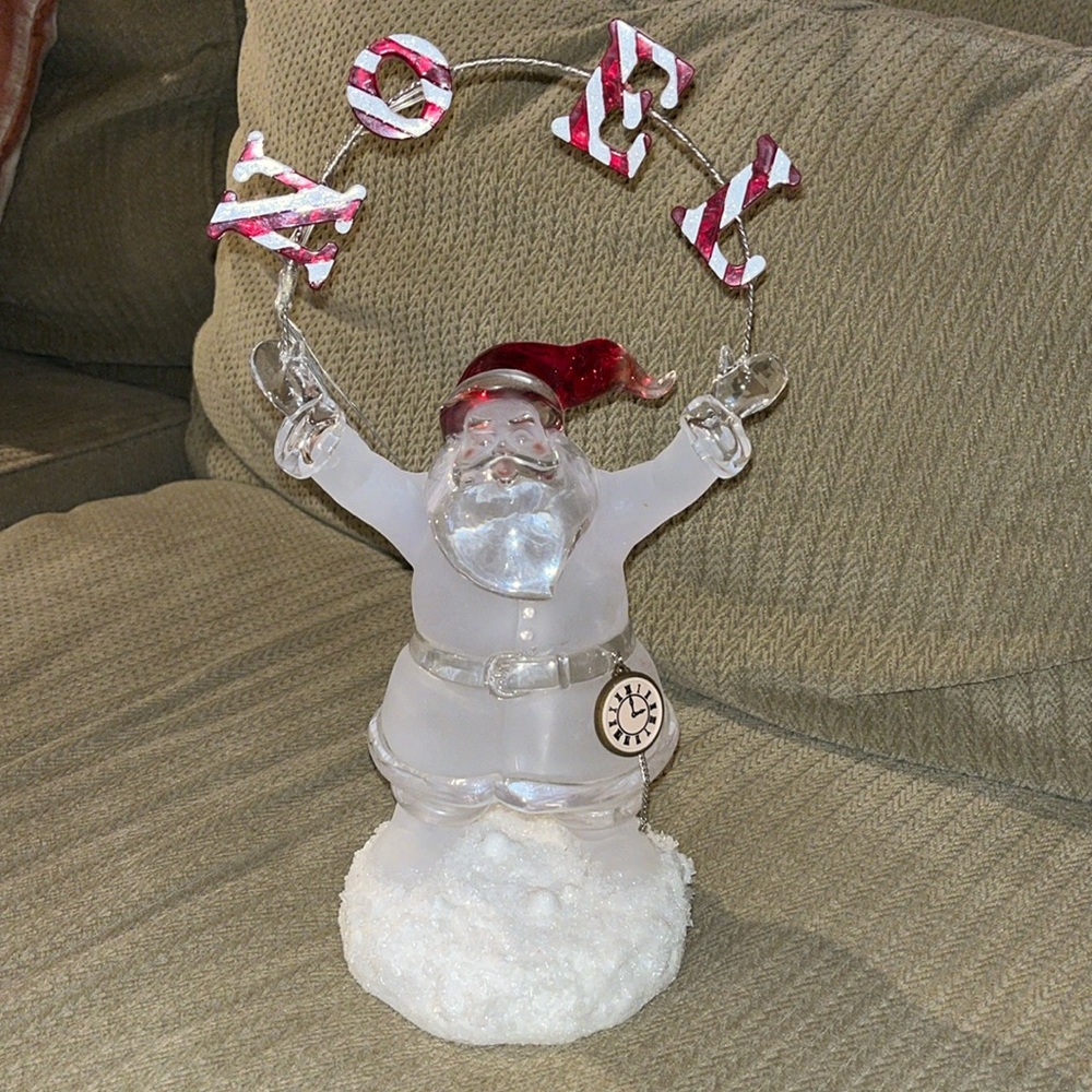 Christmas Ice Sculpture Noel Santa 14” Centerpiece Lights Up vintage